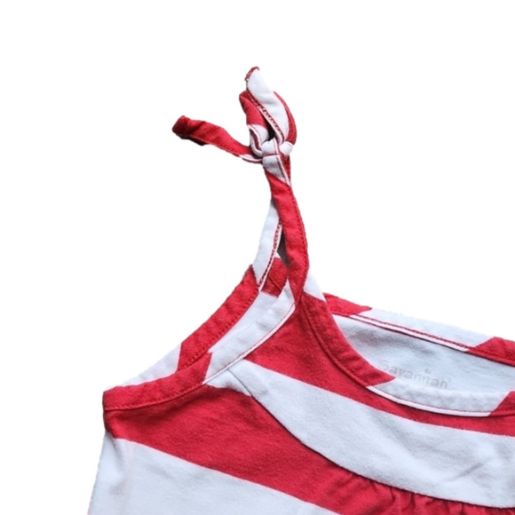 Savannah Red and White Striped Dress with Tie Straps and Pockets! - Picture 3 of 4